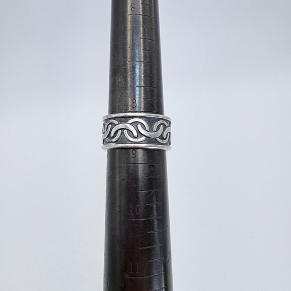 VTG Sterling Silver 925 Interlocking Circle Design Cigar Band Ring Size 8.5 - Picture 8 of 9